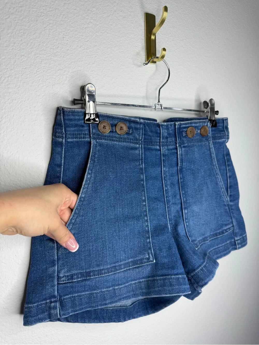 Pilcro Anthropologie Denim Shorts Size 26 Mid Rise Preppy Pockets Elavated Basic - Picture 6 of 11